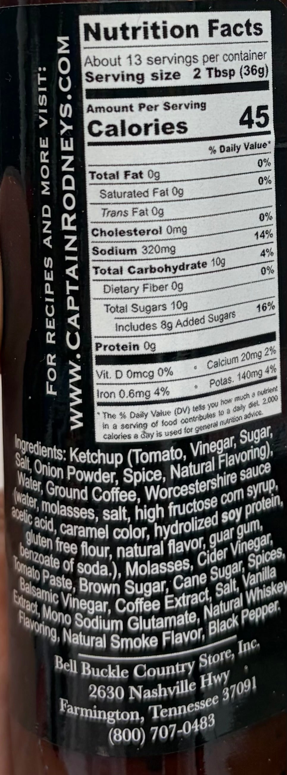 Captain Rodney's Coffee BBQ Sauce