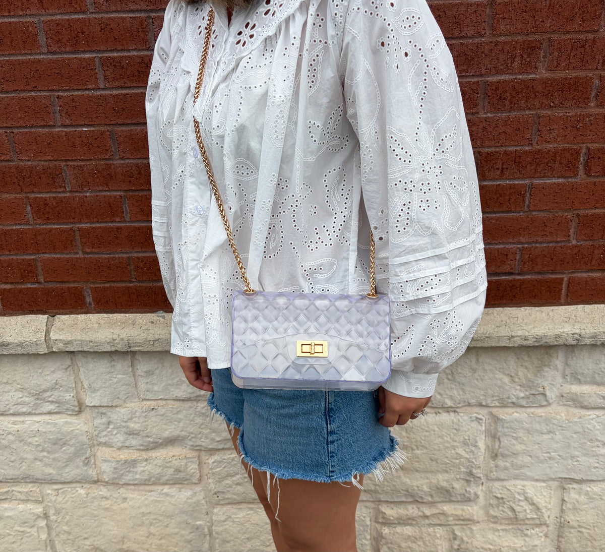 Large Diamond Pattern Clear Jelly Bag