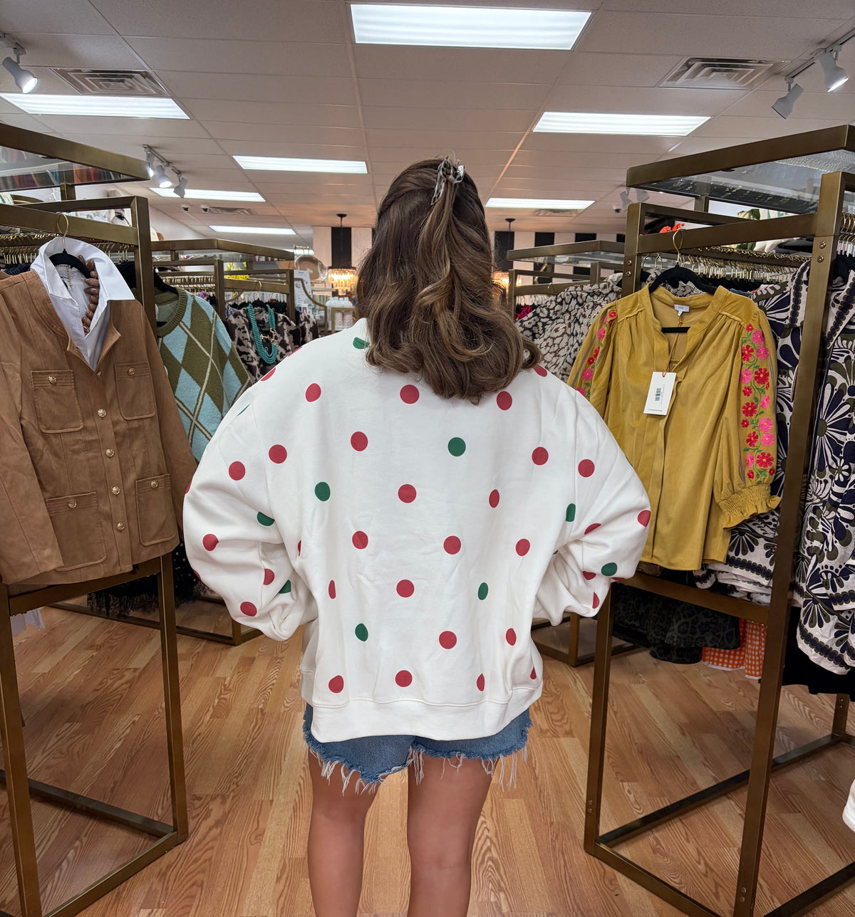 JOY Applique Patch Polka Sweatshirt