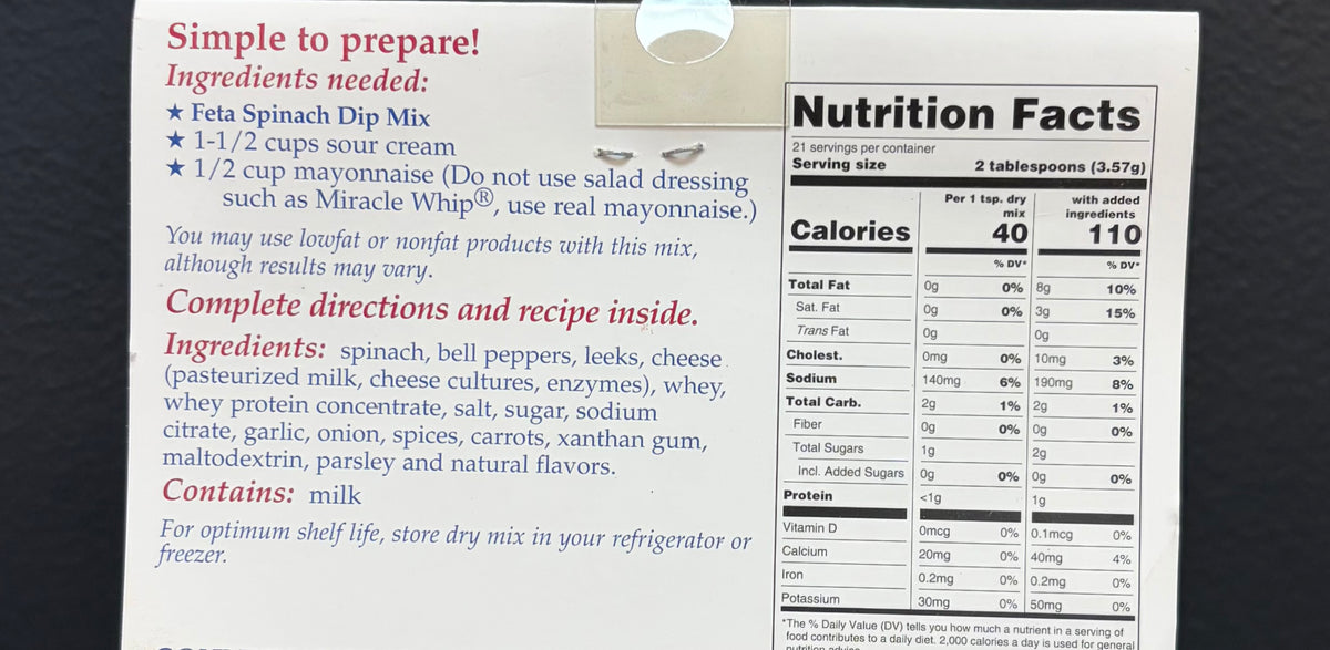 Feta Spinach Dip Mix