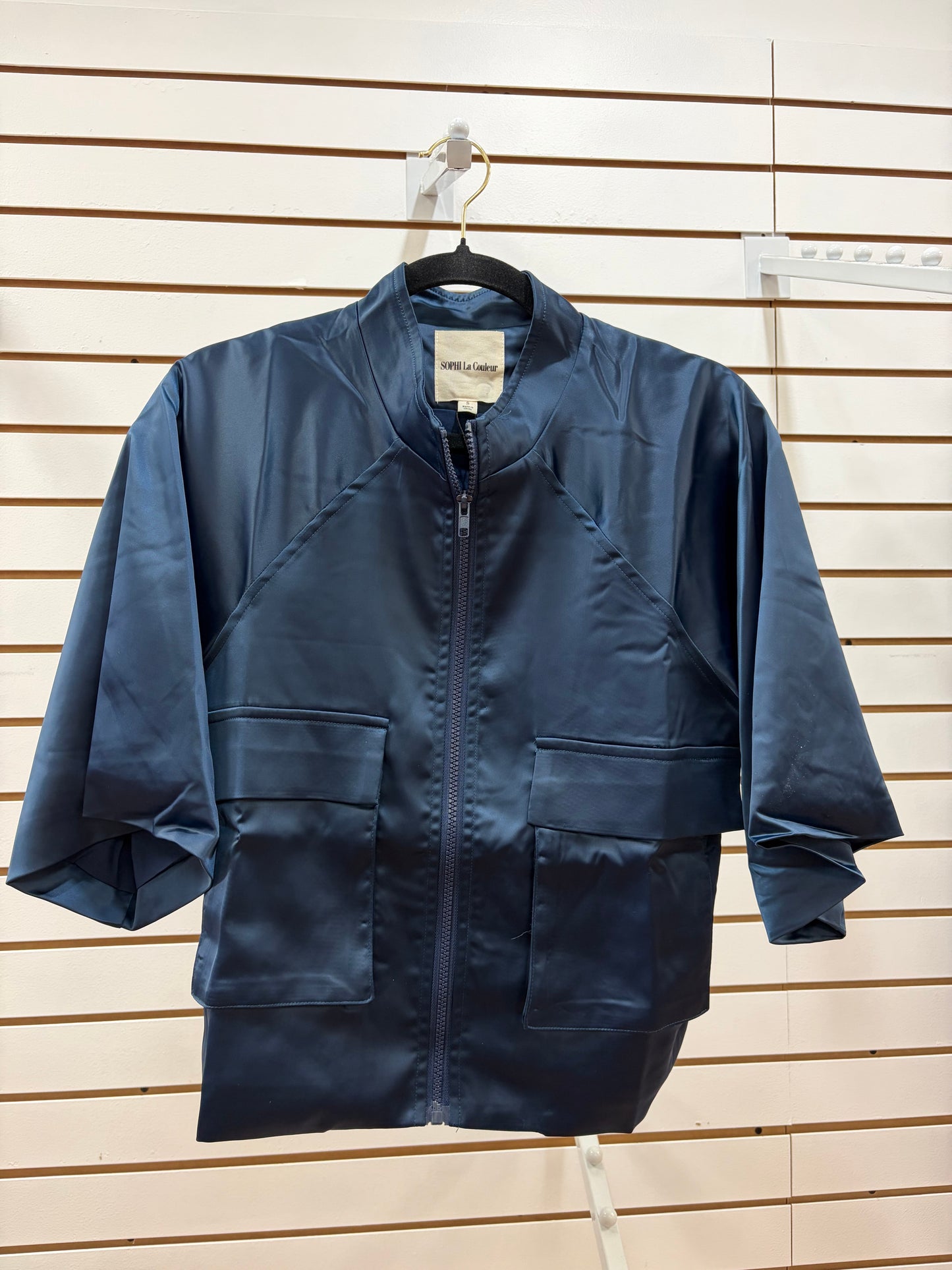 SLC Blue Satin Crop Jacket
