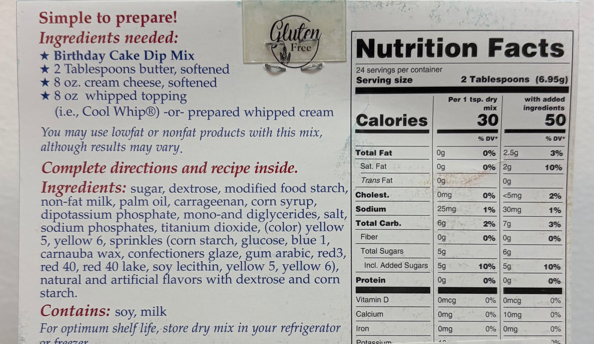 Birthday Cake Dip Mix