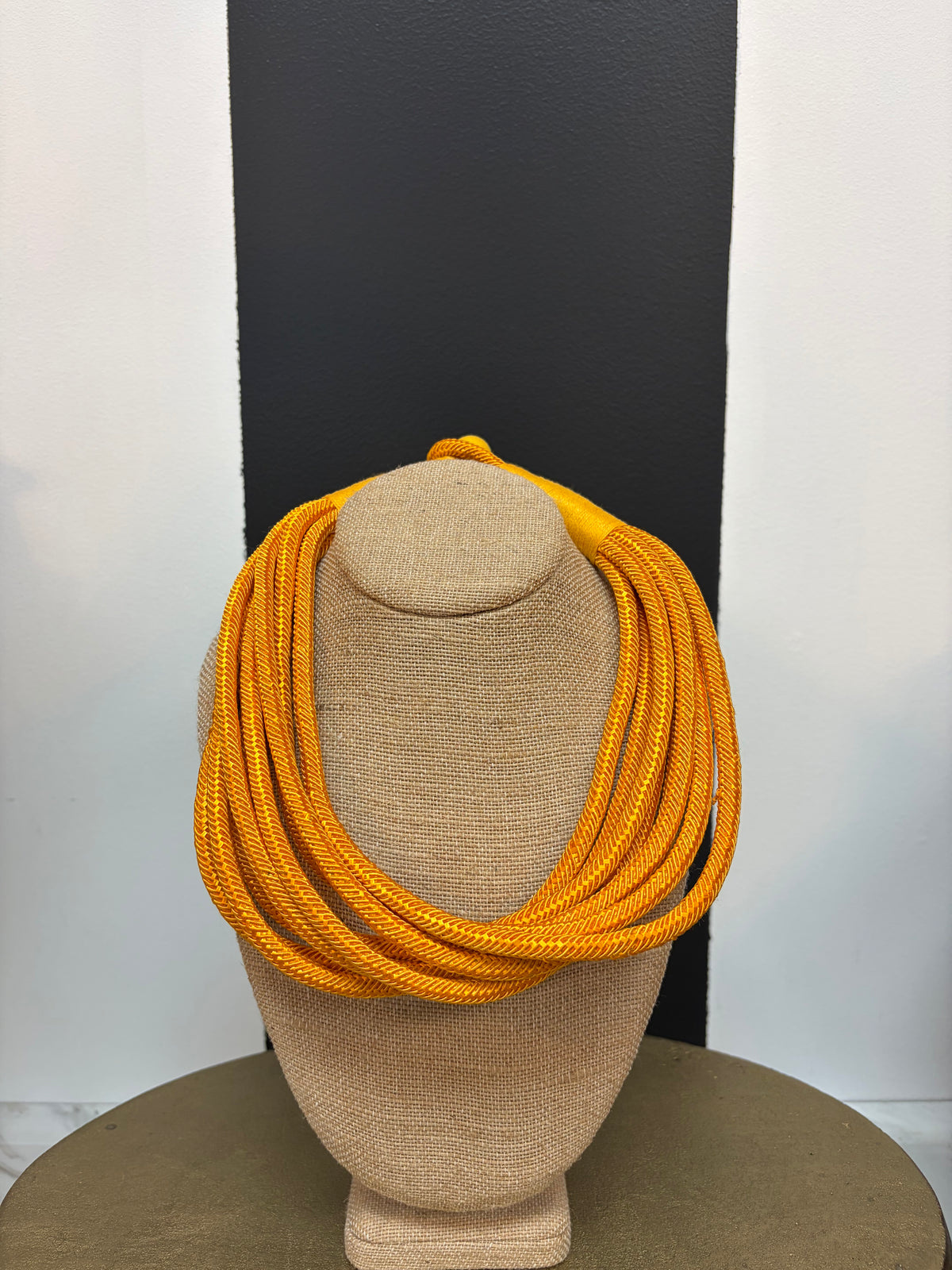Yellow Gold 8 Strand Fabric Wrap Bib Necklace