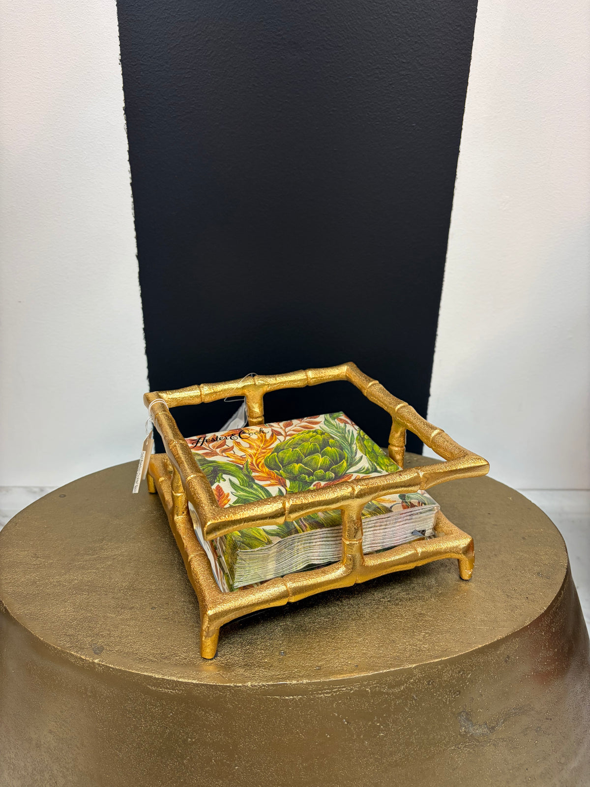 Gold Bamboo Cocktail Napkin Tray