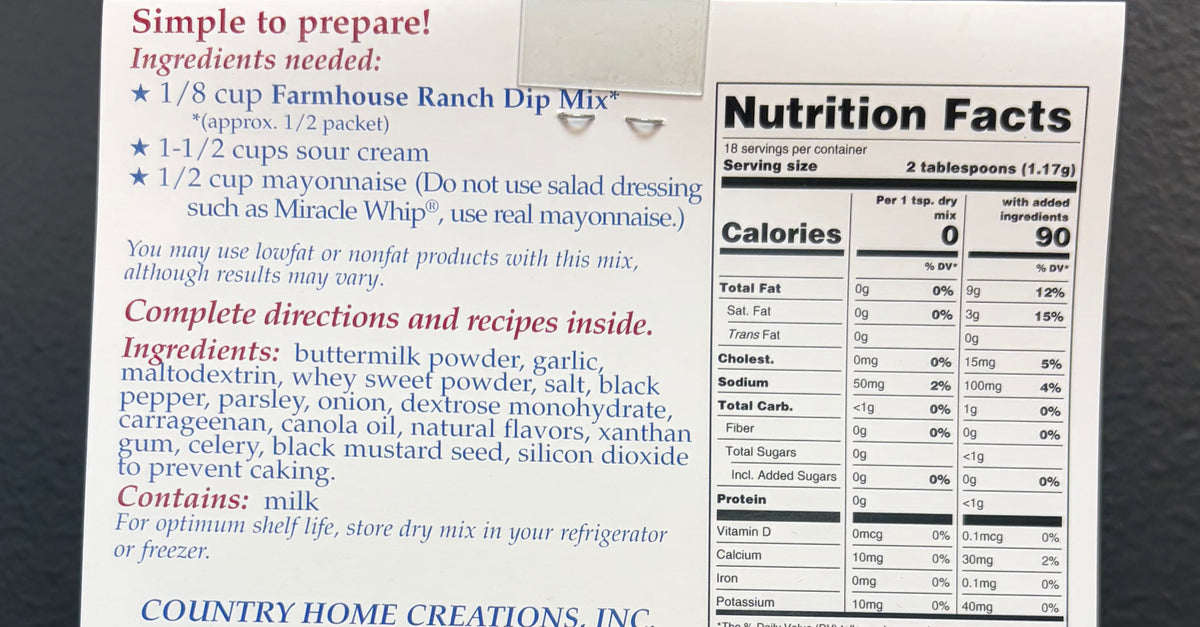 Farmhouse Ranch Dip Mix
