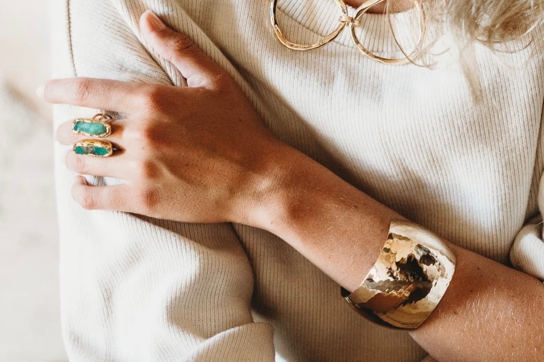 Veronica Gold Wide Cuff Bangle