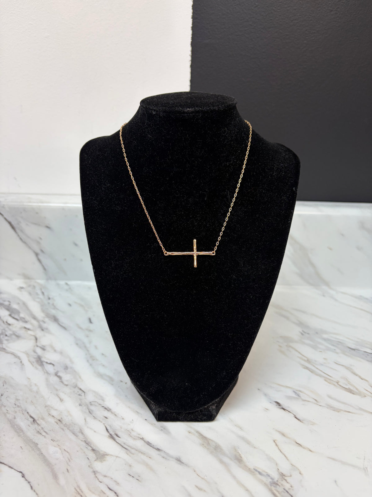 Gold Chain w/ Gold Sideways Cross