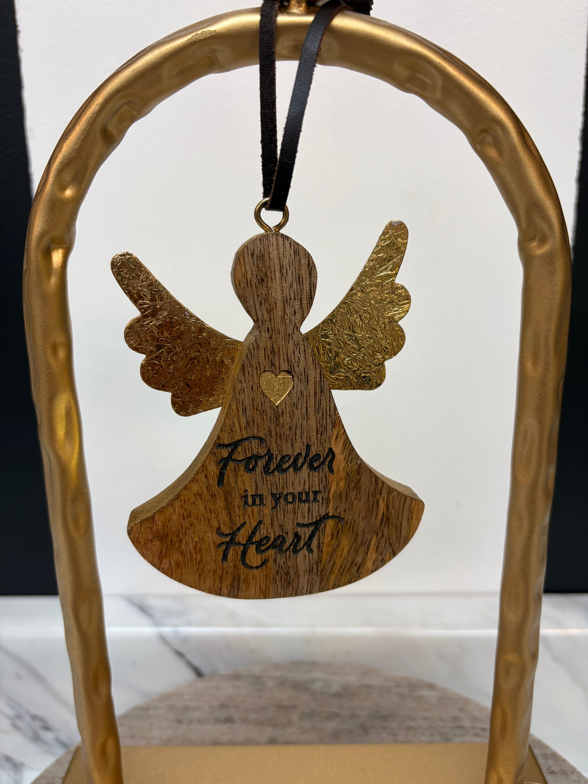 Forever In Your Heart Wood Angel Ornament