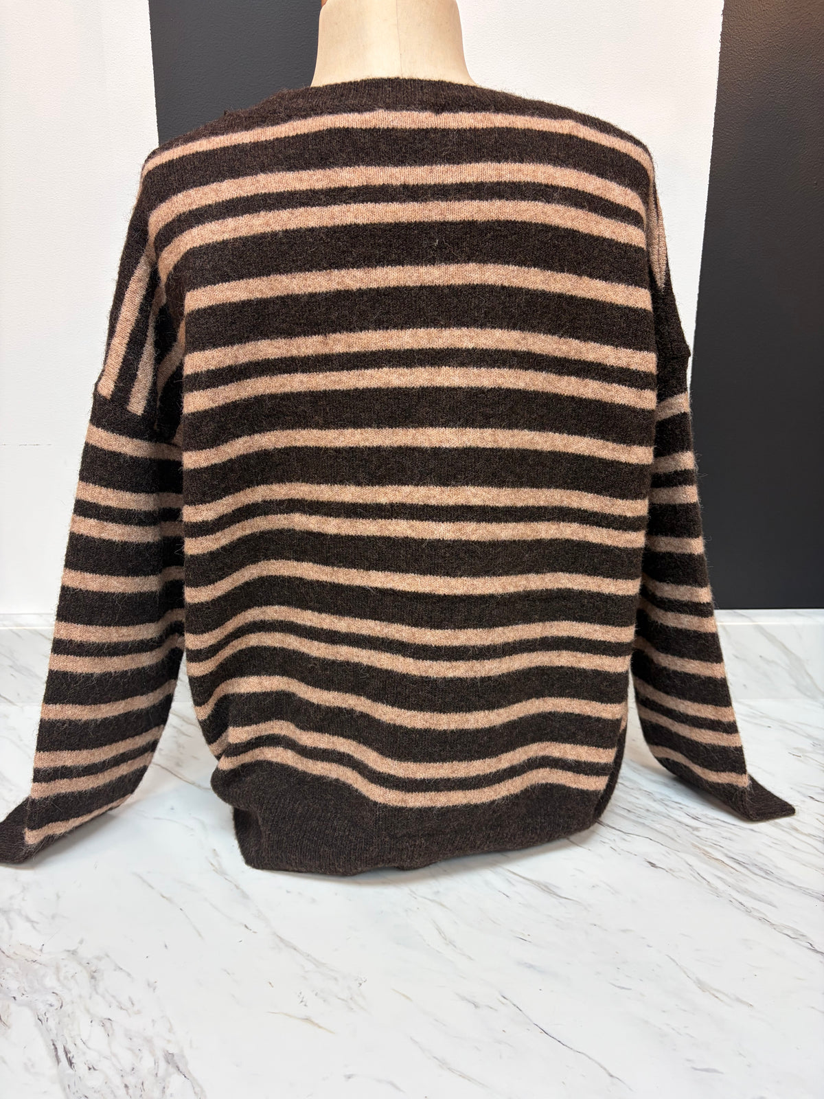 Chocolate / Cream Double Stripe w/ Center Seam Sweater