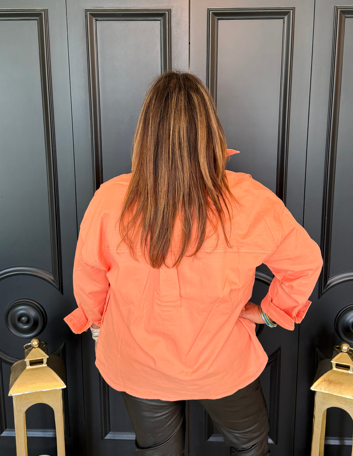 Oversized Peachy Orange Shirt Jacket