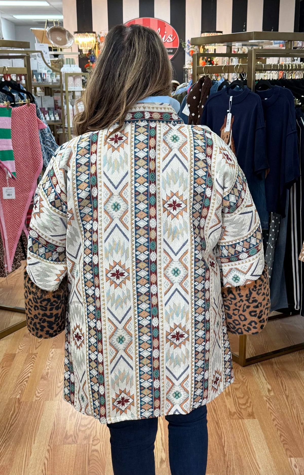 Southwest Aztec Duster w/ Leopard Cuffs