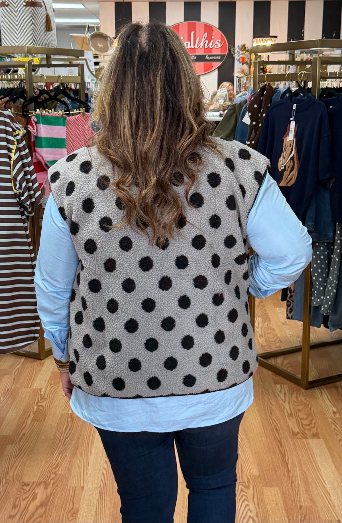 Grey / Black Sherpa Vest with Contrast Trim