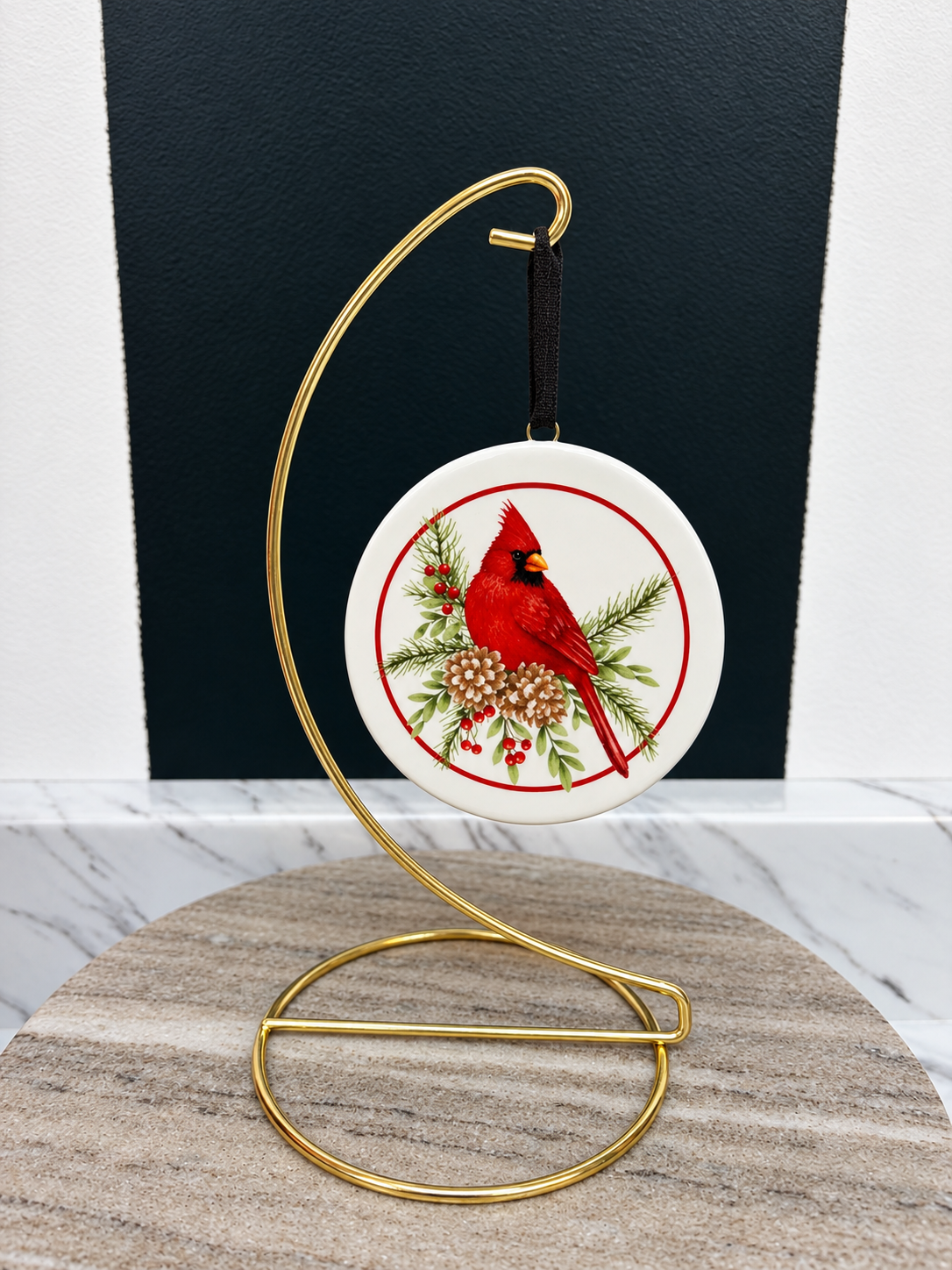 Cardinal 2 Sided Ceramic Ornament
