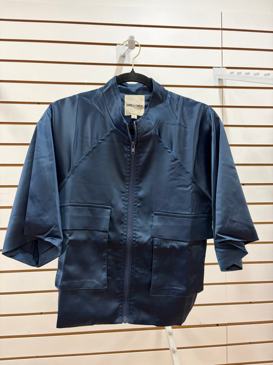 SLC Blue Satin Crop Jacket