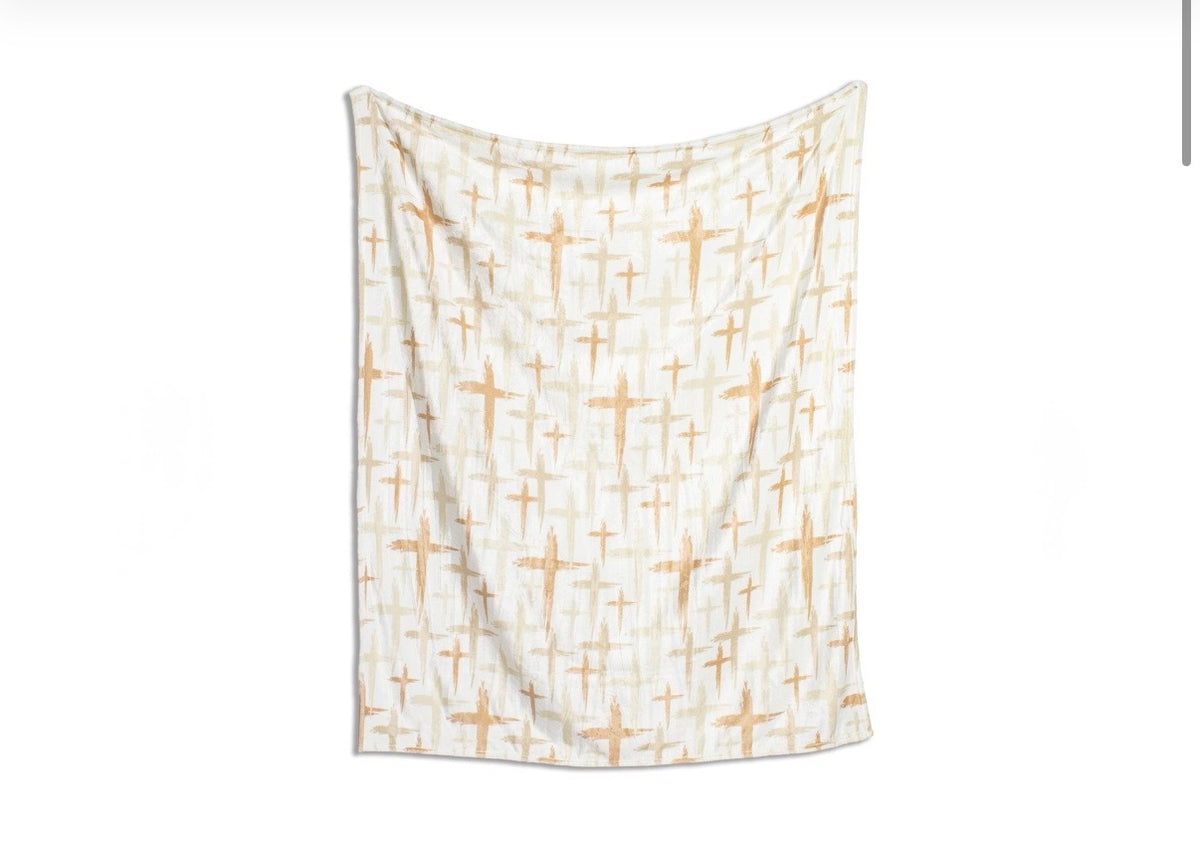 Gold Have Faith Cross Throw