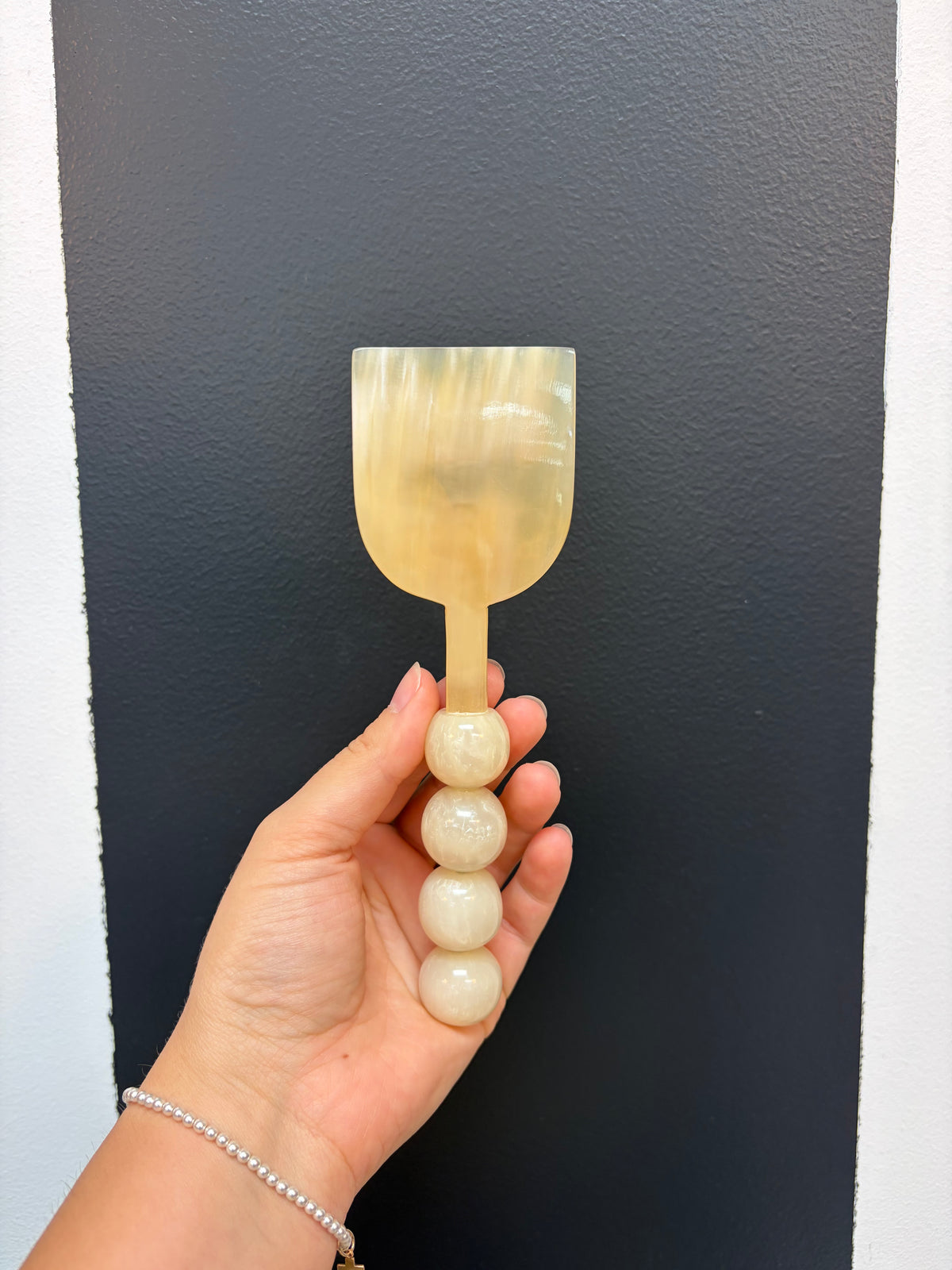 Natural Horn Cheese Knives w/ Marbled Resin Ball Handles