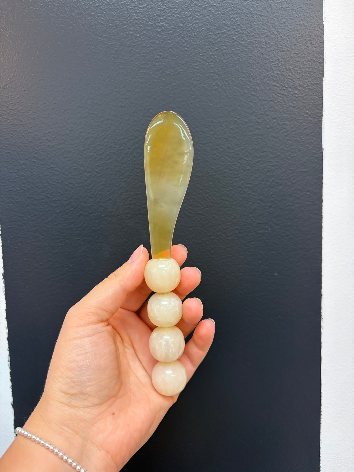 Natural Horn Cheese Knives w/ Marbled Resin Ball Handles