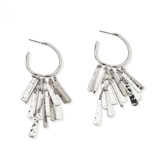 Ellis Silver Hoop Earring w/ Dangle