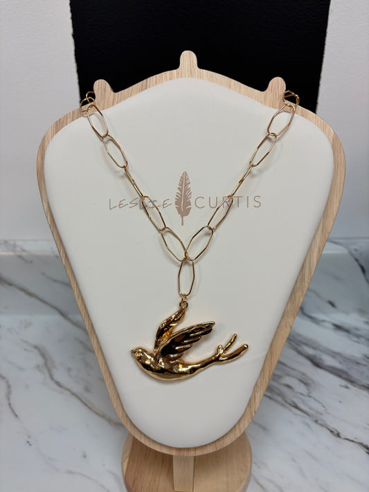 Florence Gold Link Necklace w/ Sparrow