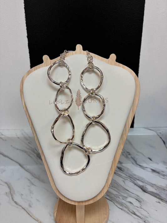 Joyce Hammered Silver Necklace Large Link