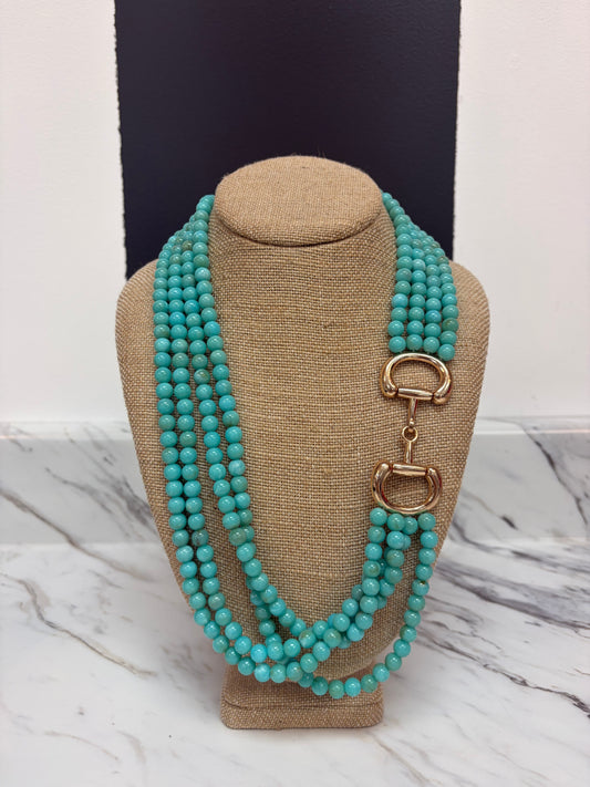 Turquoise 4 Stand Necklace w/ Horse Bit