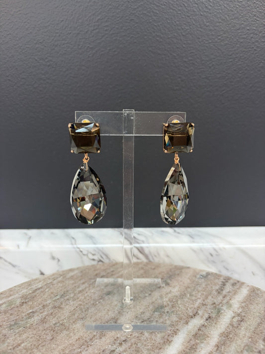 Black Diamond Square & Teardrop Earring