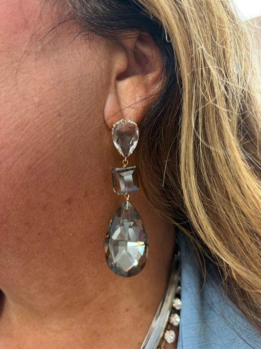 Black Diamond Linear Teardrop Square Earring