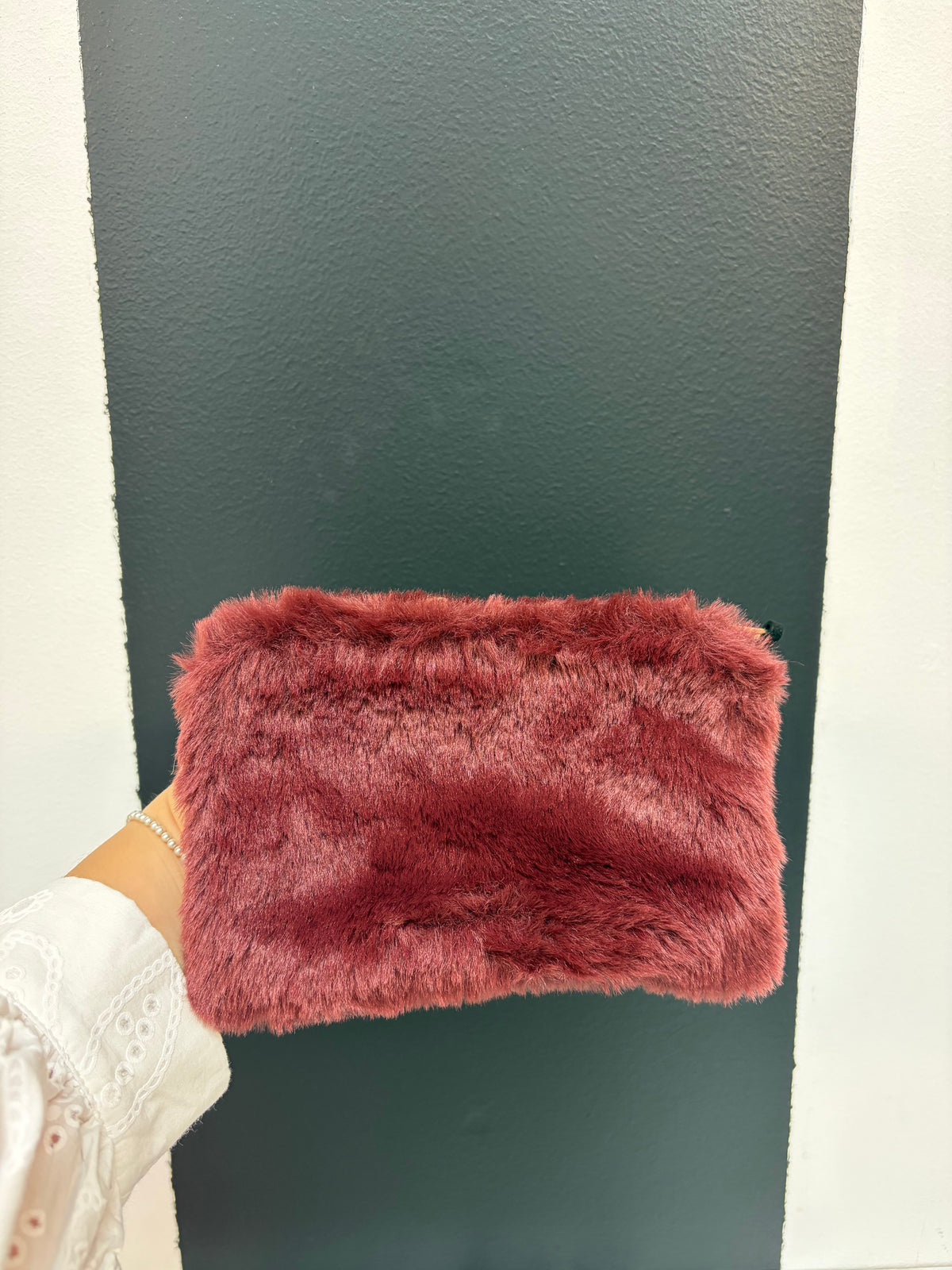 Faux Fur Fabric Zip Pouch 4 Colors
