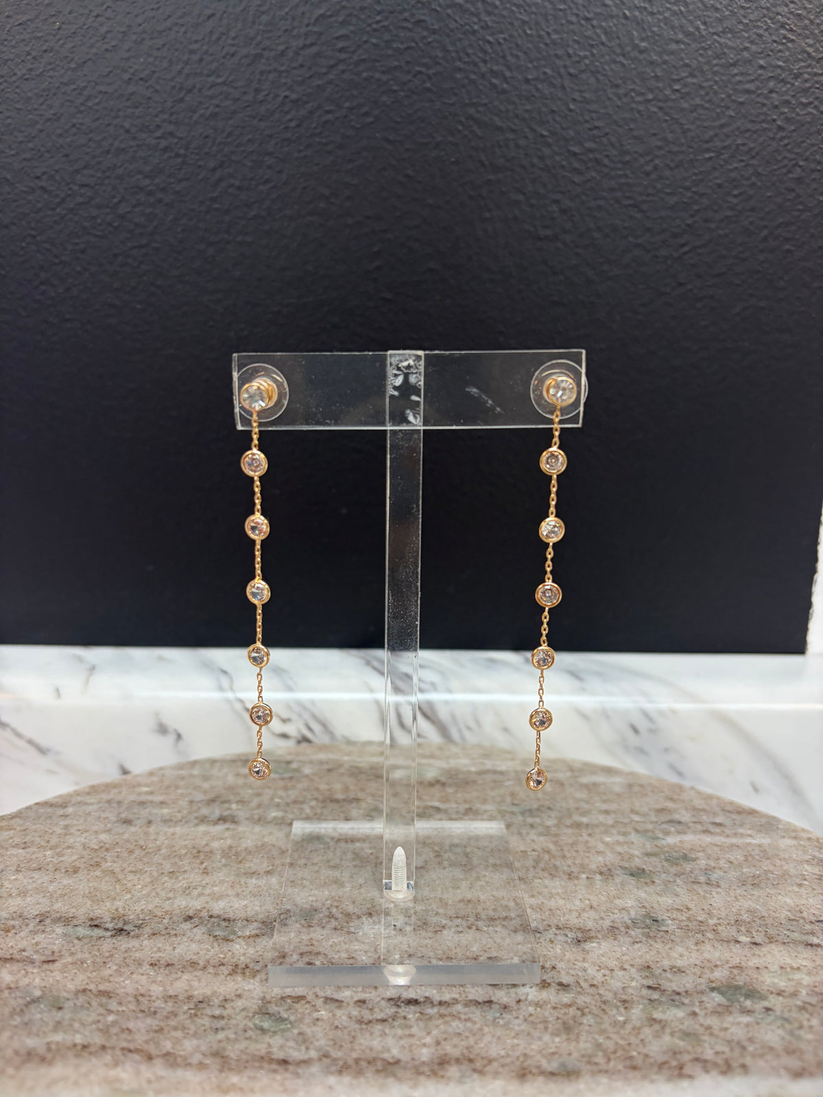 Gold & Clear Linear Crystal Earring