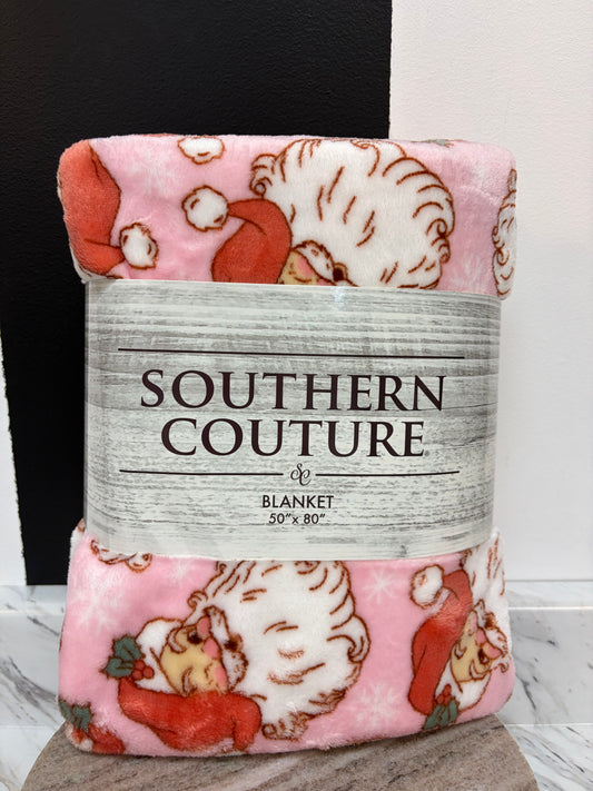 Pink Santas Super Soft Blanket