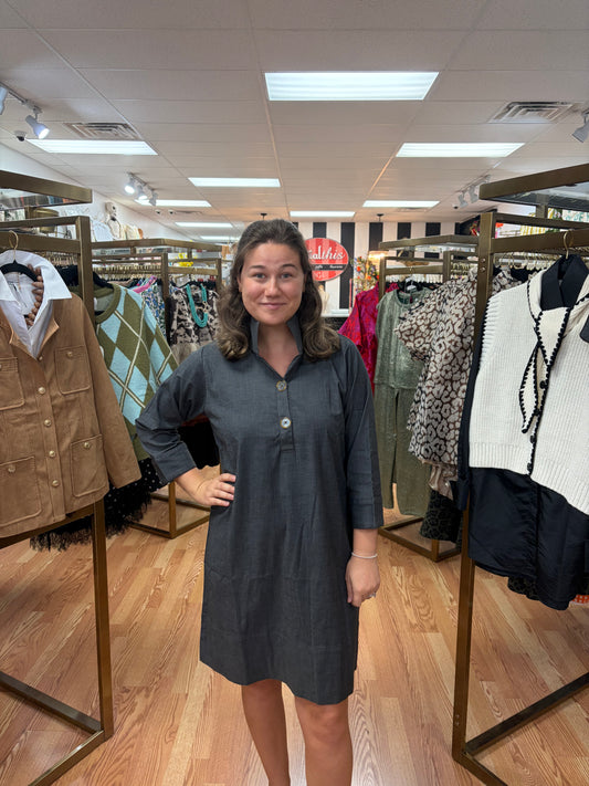 Arden Black Washed Denim Dress