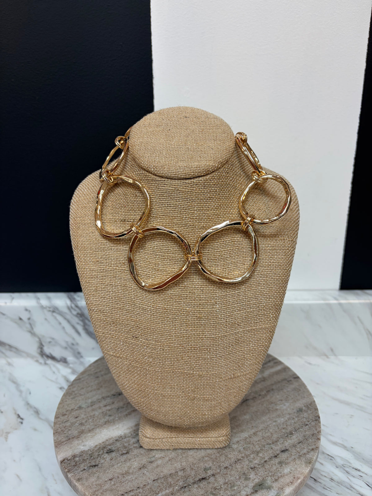Joyce Hammered Gold Circle Link Necklace