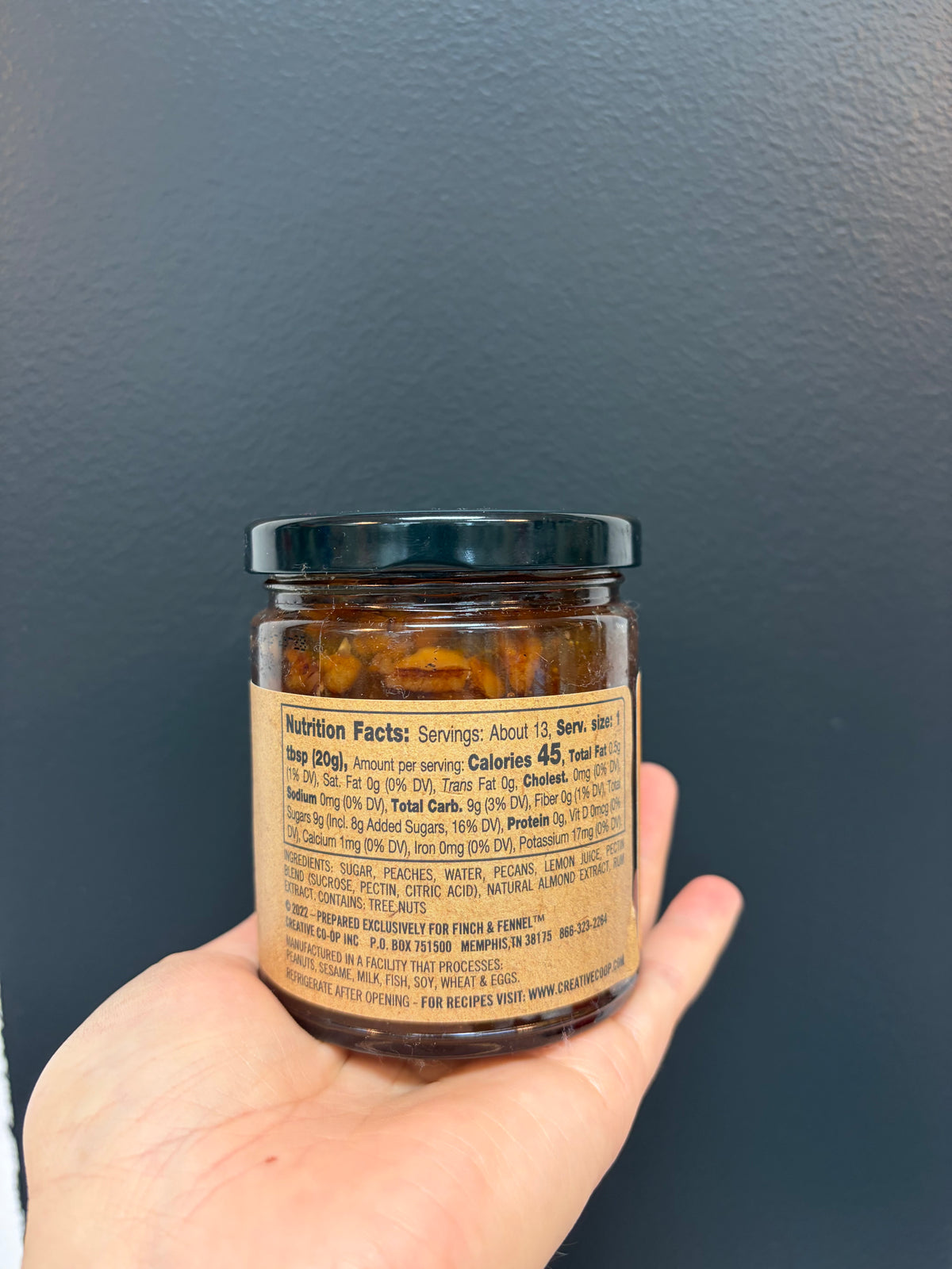 F+F Amaretto Peach Pecan Preserves Jar