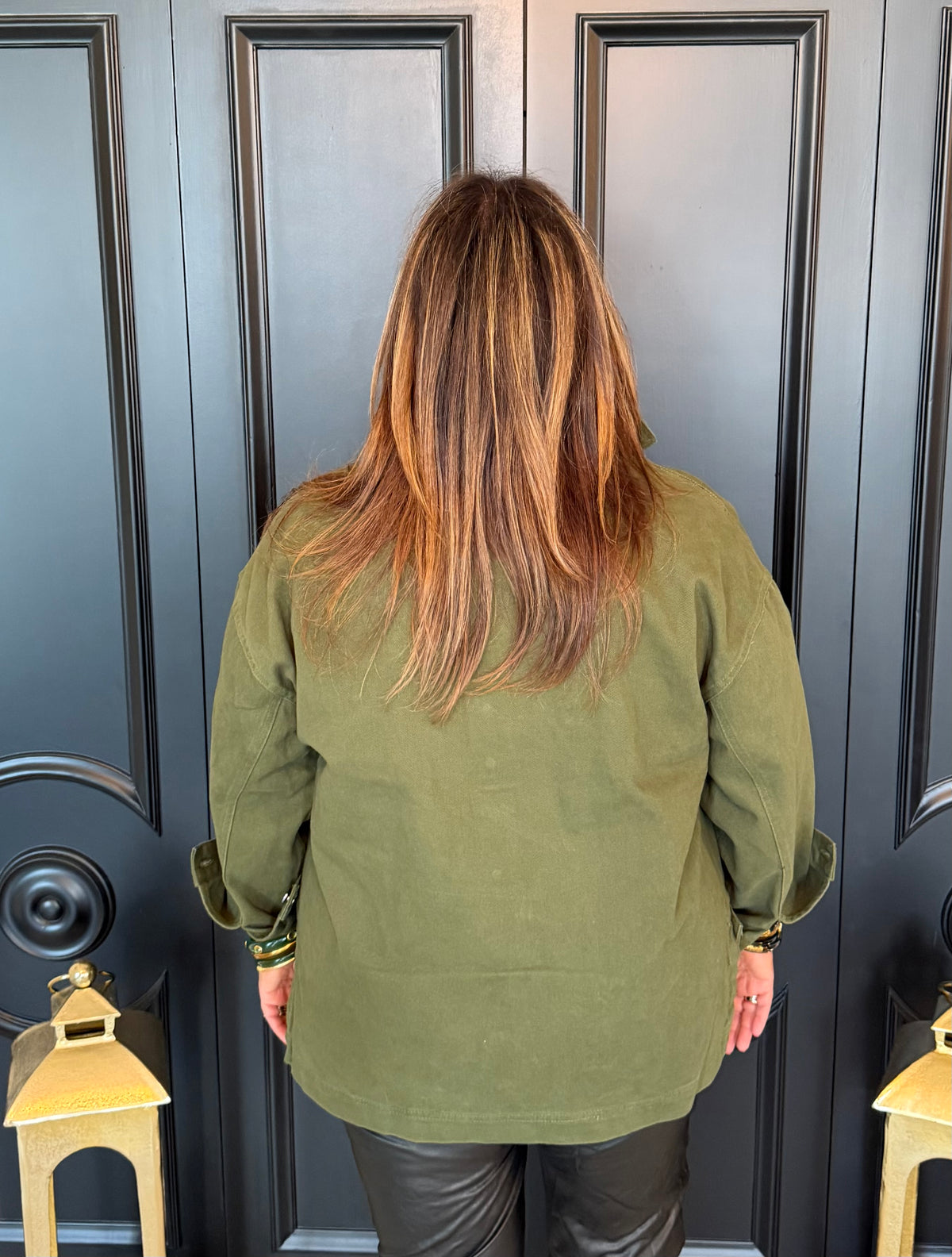 Olive Oversized Side Step Hem Jacket
