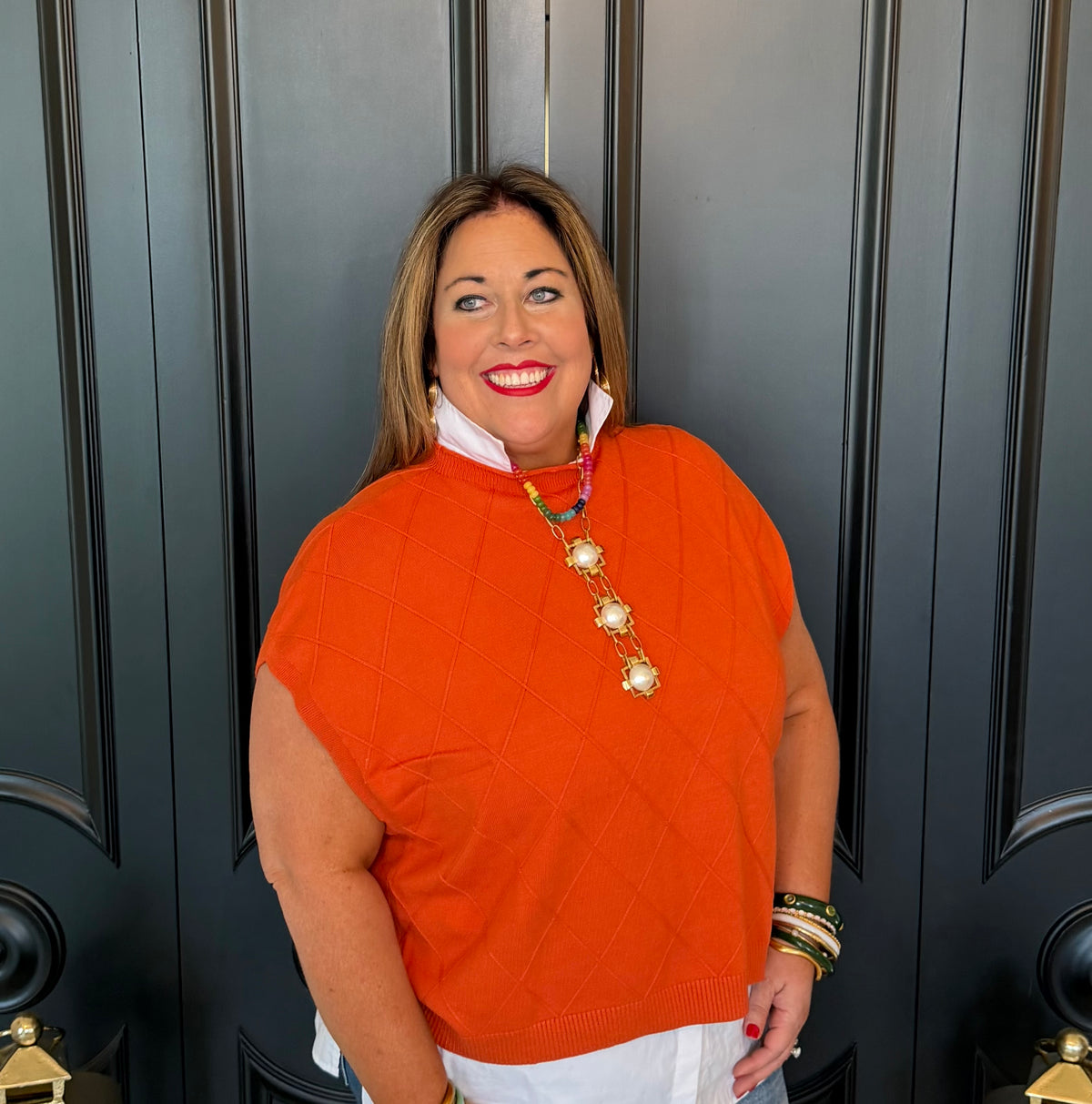 Burnt Orange Mock Neck Sweater Vest