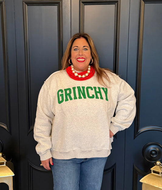 Grinchy / Merry Screenprint Reversible Mock Neck Sweatshirt