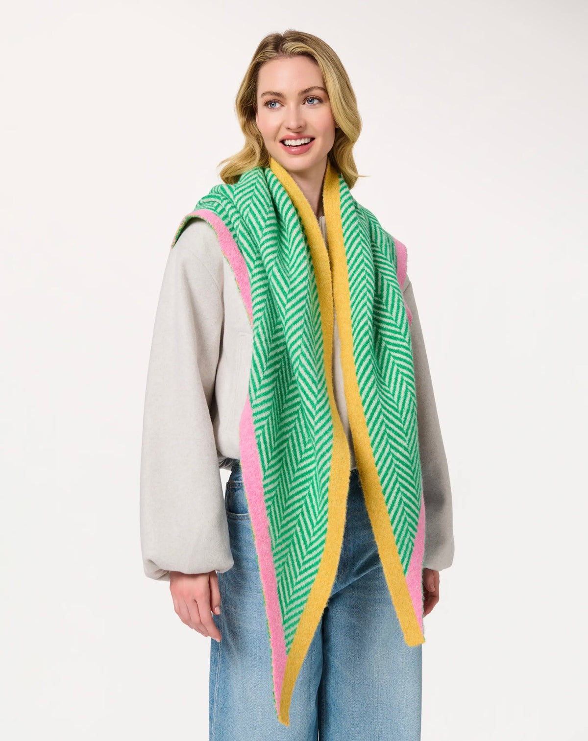 Green Ziggy Triangle Scarf