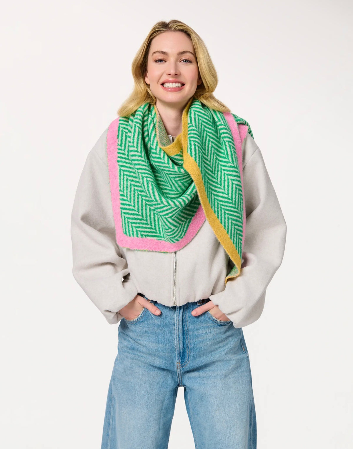 Green Ziggy Triangle Scarf