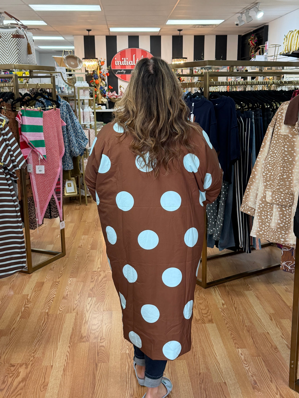 Polka Dot Maxi Puffy Jacket