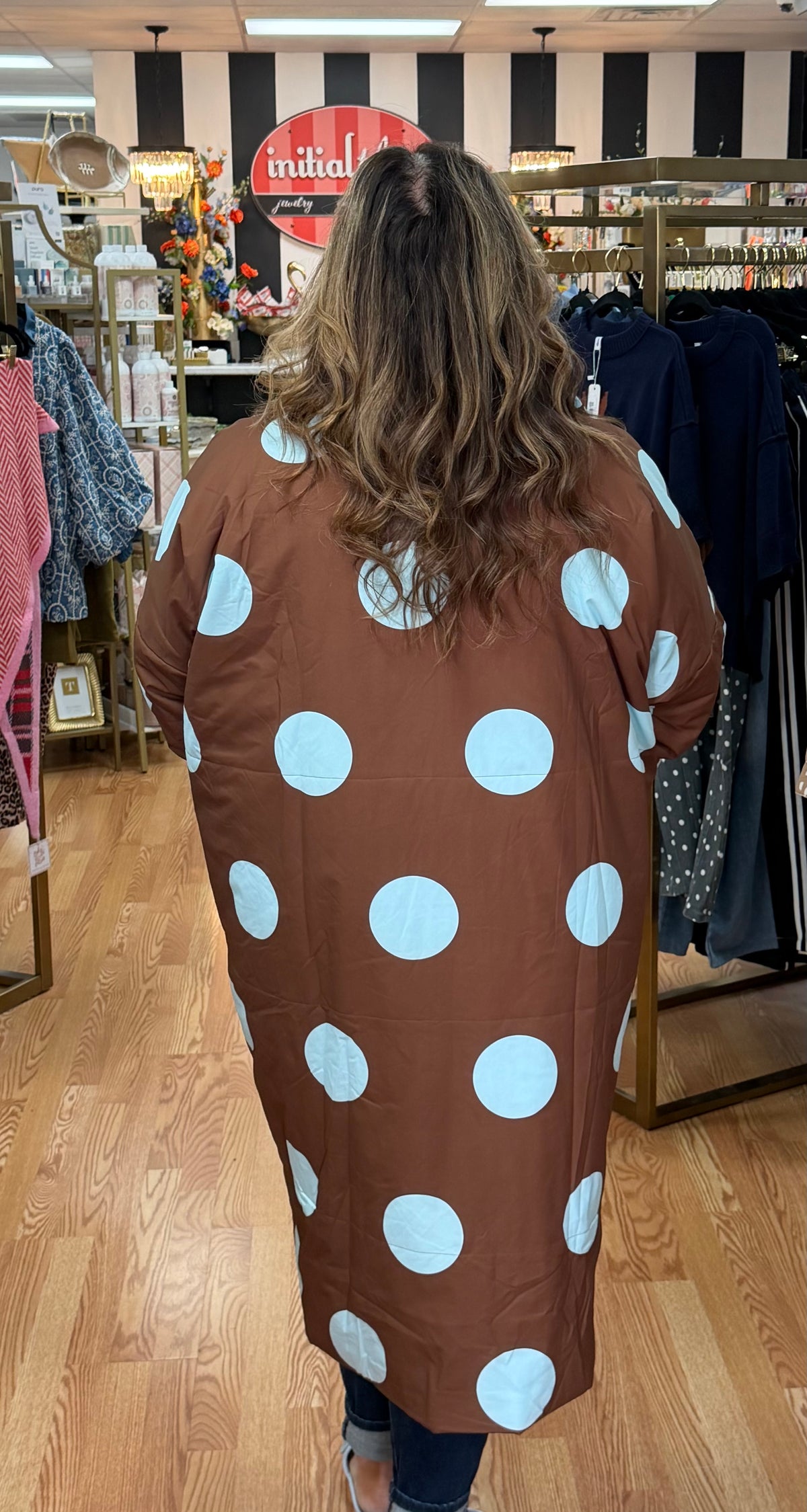 Polka Dot Maxi Puffy Jacket