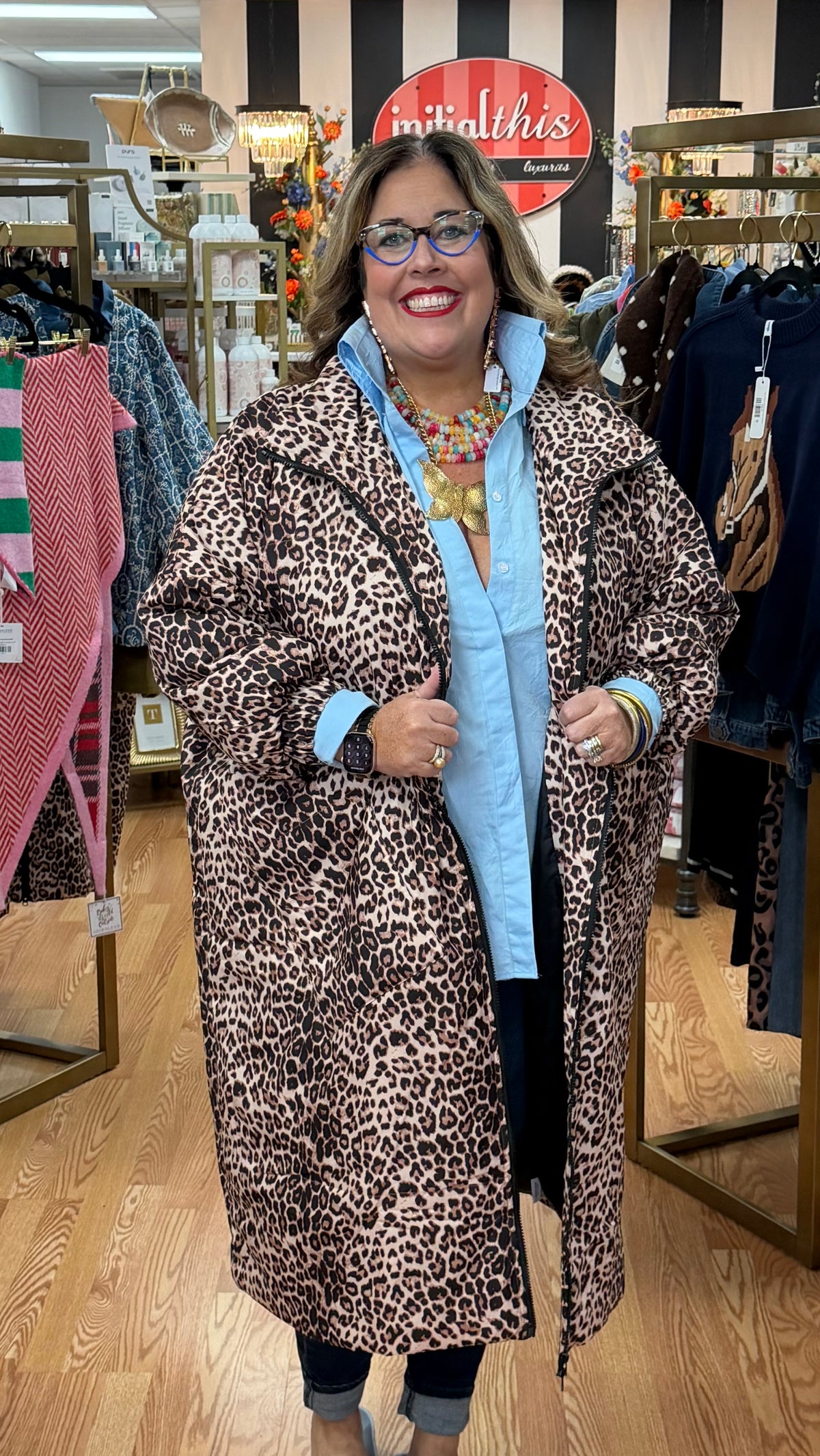 Animal Printed Maxi Puffy Jacket