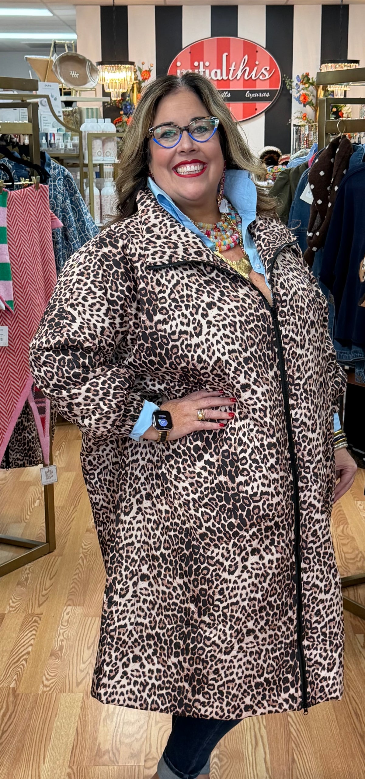 Animal Printed Maxi Puffy Jacket