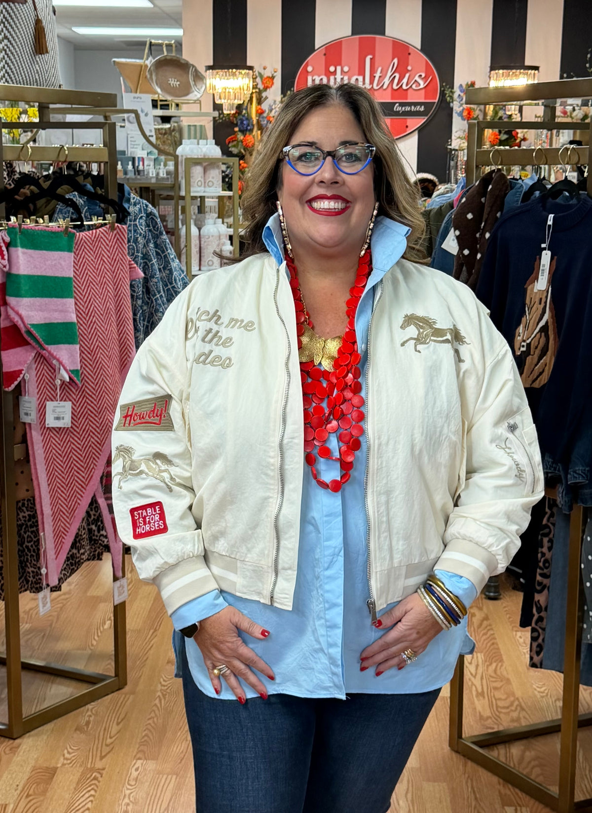 Cream Retro Western Vintage Bomber Jacket