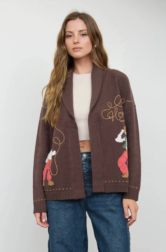 Brown Howdy Cowboy Cardigan
