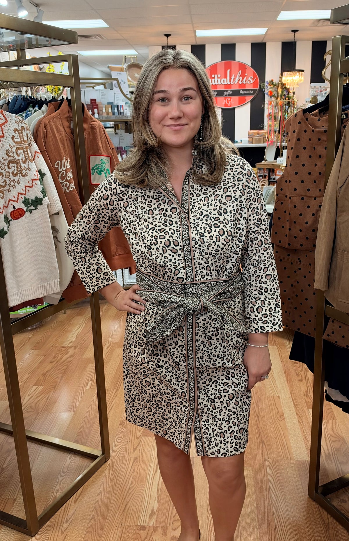 Animal Print Button Down Dress