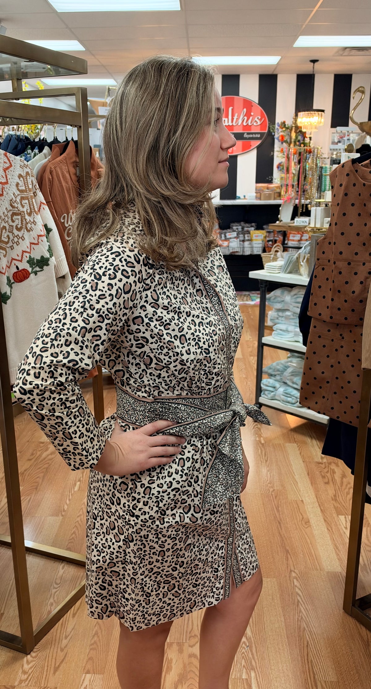 Animal Print Button Down Dress