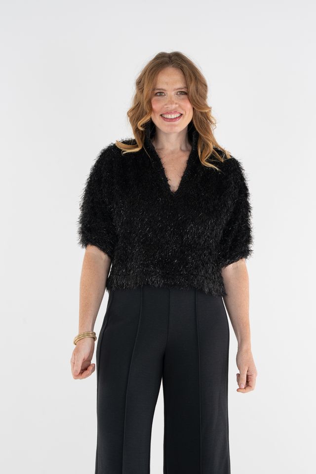 Black Feather Fringe Estelle Top