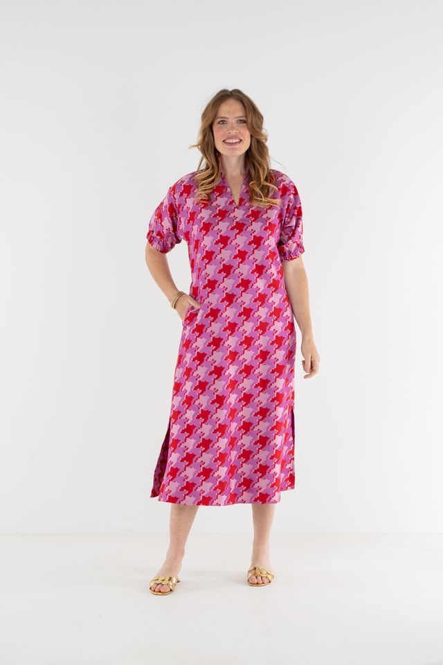 Houndstooth Jacquard Poppy Maxi
