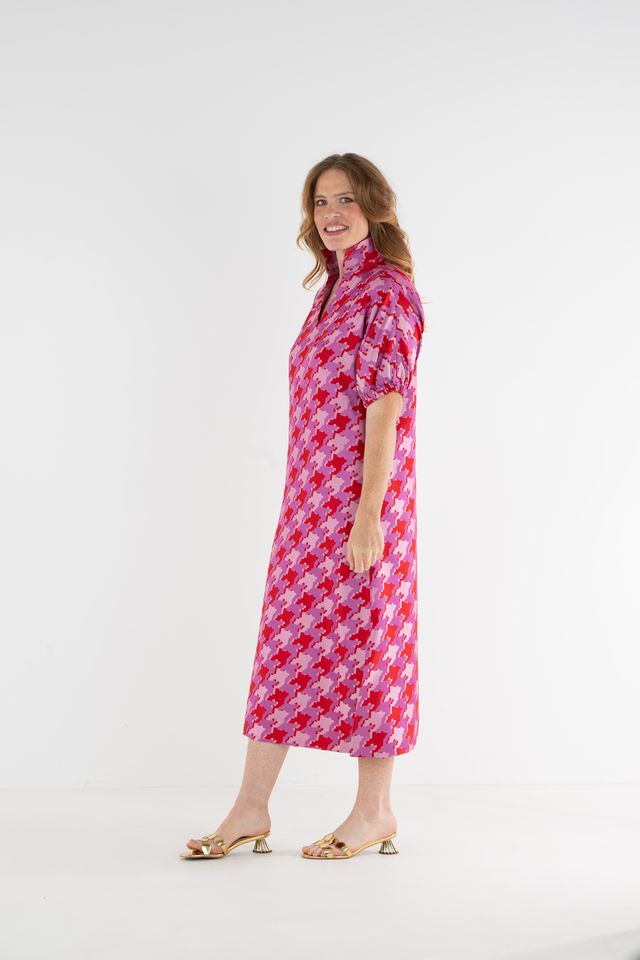 Houndstooth Jacquard Poppy Maxi