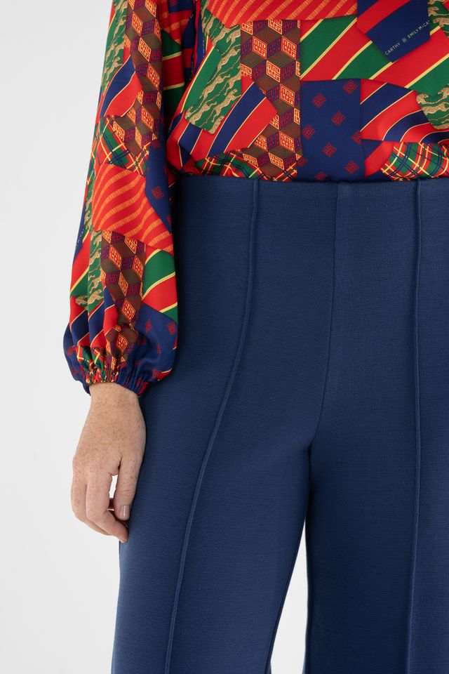 Twilight Blue Stretch Knit Cropped Piper
